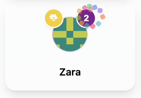 Close-up of a Chorish member tile with the chore count badge and multicolor confetti burst